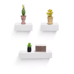 17.72 Étagère flottante blanche en bois avec supports invisibles, parfaite pour la décoration de salle de bain/chambre/cuisine ou pour exposer livres/plantes, installation facile.