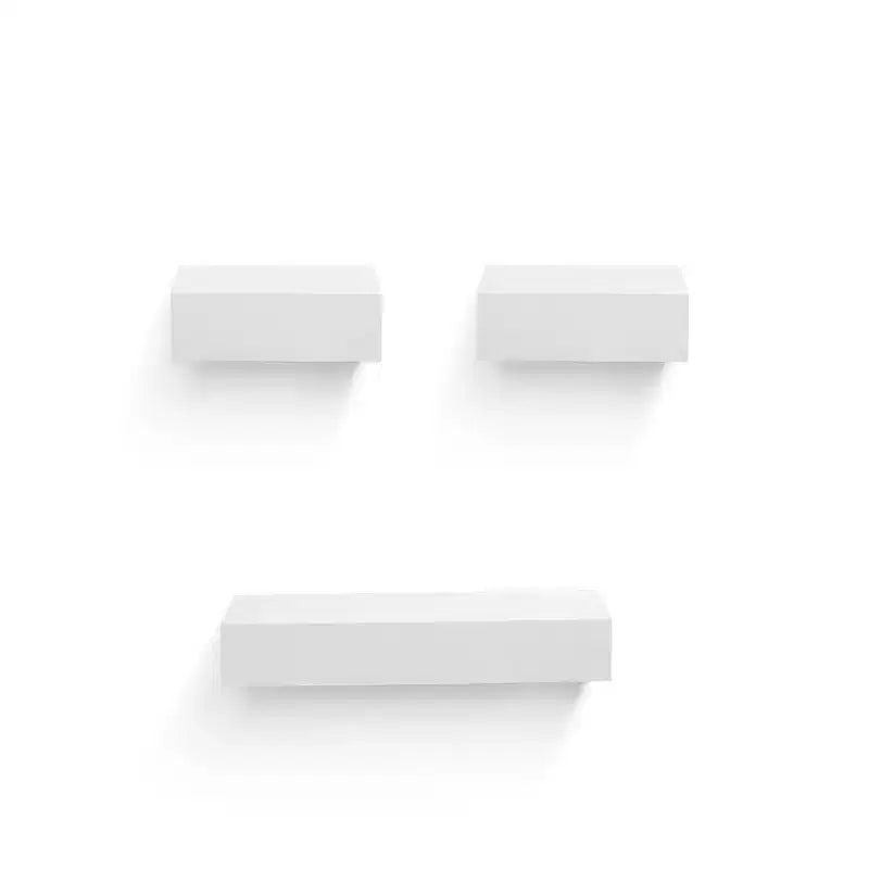 17.72 Étagère flottante blanche en bois avec supports invisibles, parfaite pour la décoration de salle de bain/chambre/cuisine ou pour exposer livres/plantes, installation facile.