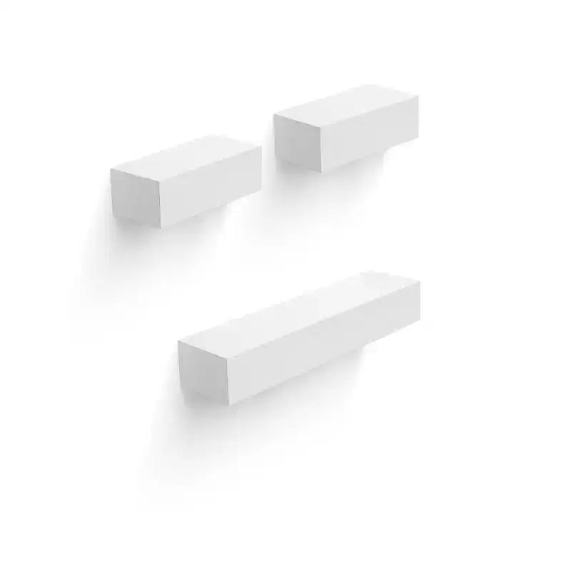 17.72 Étagère flottante blanche en bois avec supports invisibles, parfaite pour la décoration de salle de bain/chambre/cuisine ou pour exposer livres/plantes, installation facile.