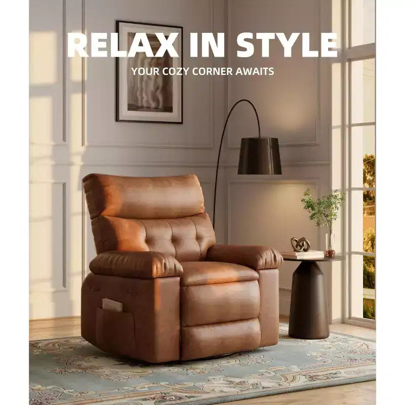 Fauteuil inclinable électrique pivotant à bascule avec massage, fauteuil de salon surdimensionné en cuir PU, fauteuil de canapé confortable, fauteuil inclinable électrique pour salon, chambre à coucher