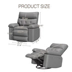 Fauteuil inclinable électrique pivotant à bascule avec massage, fauteuil de salon surdimensionné en cuir PU, fauteuil de canapé confortable, fauteuil inclinable électrique pour salon, chambre à coucher