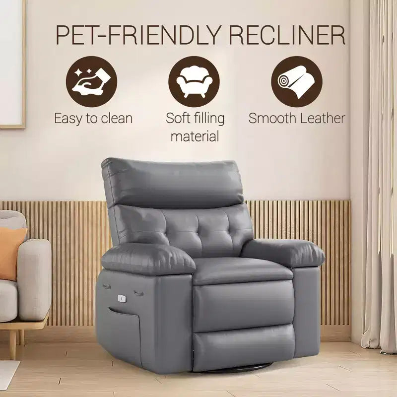 Fauteuil inclinable électrique pivotant à bascule avec massage, fauteuil de salon surdimensionné en cuir PU, fauteuil de canapé confortable, fauteuil inclinable électrique pour salon, chambre à coucher