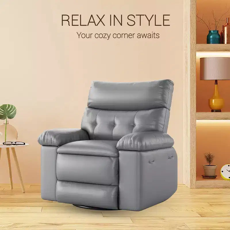 Fauteuil inclinable électrique pivotant à bascule avec massage, fauteuil de salon surdimensionné en cuir PU, fauteuil de canapé confortable, fauteuil inclinable électrique pour salon, chambre à coucher
