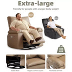 Fauteuil inclinable électrique pivotant à bascule avec massage, fauteuil de salon surdimensionné en cuir PU, fauteuil de canapé confortable, fauteuil inclinable électrique pour salon, chambre à coucher