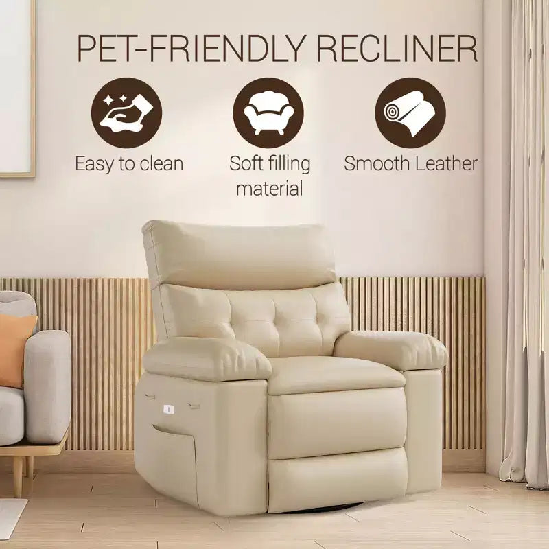 Fauteuil inclinable électrique pivotant à bascule avec massage, fauteuil de salon surdimensionné en cuir PU, fauteuil de canapé confortable, fauteuil inclinable électrique pour salon, chambre à coucher