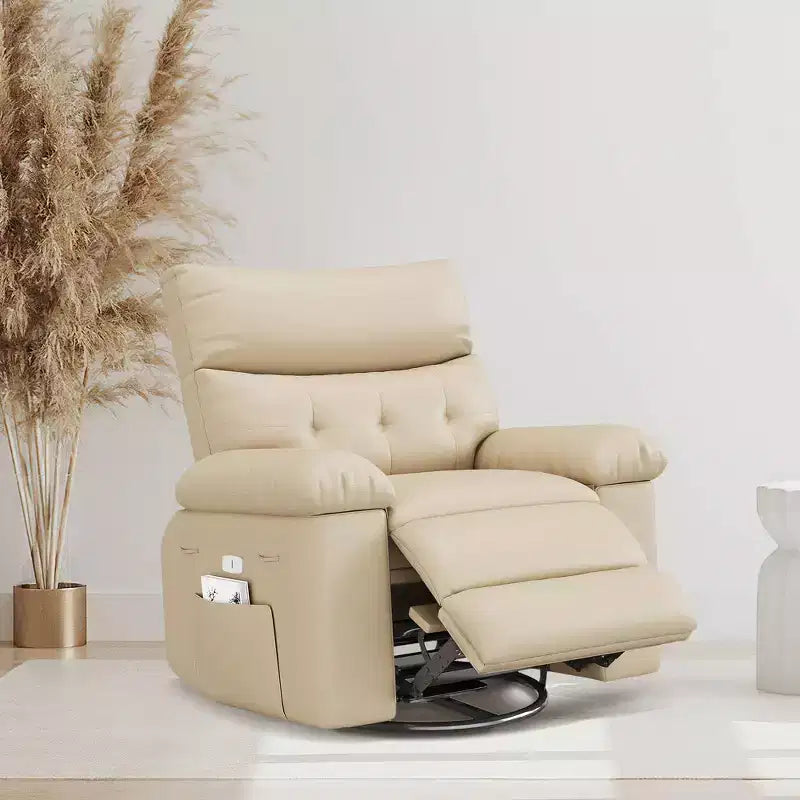 Fauteuil inclinable électrique pivotant à bascule avec massage, fauteuil de salon surdimensionné en cuir PU, fauteuil de canapé confortable, fauteuil inclinable électrique pour salon, chambre à coucher