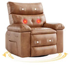 Fauteuil inclinable électrique pivotant à bascule avec massage, fauteuil de salon surdimensionné en cuir PU, fauteuil de canapé confortable, fauteuil inclinable électrique pour salon, chambre à coucher