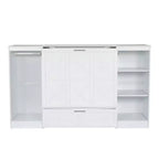 Lit escamotable double avec tiroirs et armoire, lit escamotable double compact avec tiroir, lit escamotable armoire, lit escamotable pliable blanc