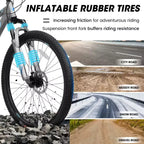 NAYSAYE Vélo VTT 26 pouces pour adultes et adolescents, cadre en acier, freins à disque, 21 vitesses pour le fitness, bleu et gris, 67*26.5*38