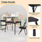 Ensemble Table et Chaises Pliantes, Chaises Rembourrées en Similicuir avec Coussin, Cadre en Acier Durable et Table Carrée pour Salle à Manger/Petits Espaces