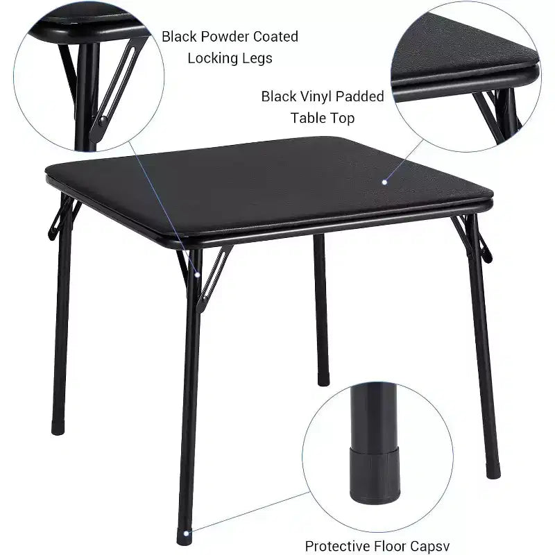 Ensemble Table et Chaises Pliantes, Chaises Rembourrées en Similicuir avec Coussin, Cadre en Acier Durable et Table Carrée pour Salle à Manger/Petits Espaces