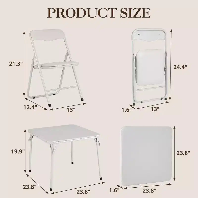 Ensemble Table et Chaises Pliantes, Chaises Rembourrées en Similicuir avec Coussin, Cadre en Acier Durable et Table Carrée pour Salle à Manger/Petits Espaces
