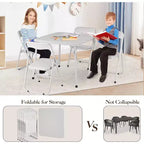 Ensemble Table et Chaises Pliantes, Chaises Rembourrées en Similicuir avec Coussin, Cadre en Acier Durable et Table Carrée pour Salle à Manger/Petits Espaces