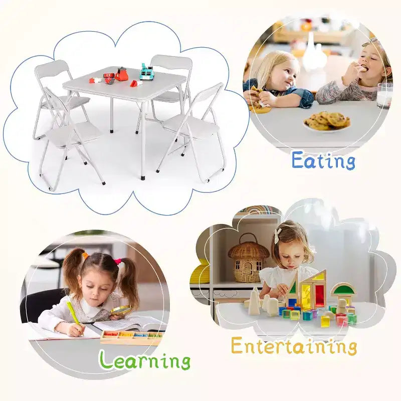 Ensemble Table et Chaises Pliantes, Chaises Rembourrées en Similicuir avec Coussin, Cadre en Acier Durable et Table Carrée pour Salle à Manger/Petits Espaces