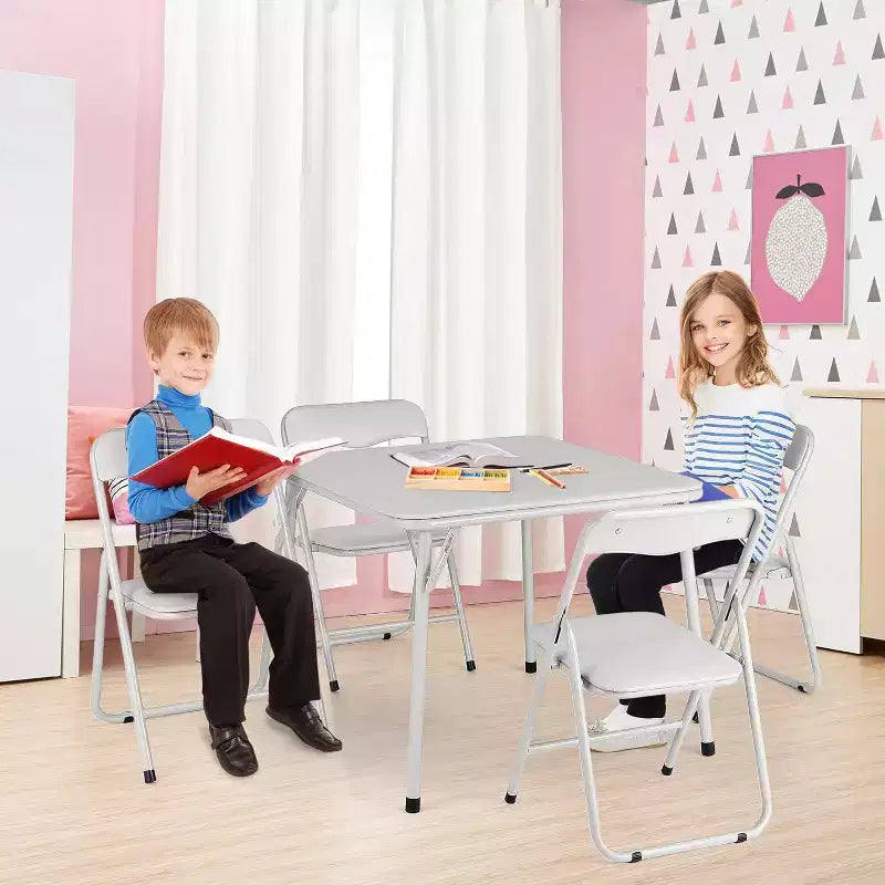 Ensemble Table et Chaises Pliantes, Chaises Rembourrées en Similicuir avec Coussin, Cadre en Acier Durable et Table Carrée pour Salle à Manger/Petits Espaces