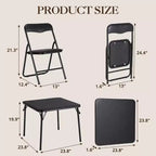 Ensemble Table et Chaises Pliantes, Chaises Rembourrées en Similicuir avec Coussin, Cadre en Acier Durable et Table Carrée pour Salle à Manger/Petits Espaces