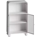 Meuble de salle de bain sur pied, Armoire de rangement de 115 cm de hauteur avec porte vitrée et étagères, Vitrine autoportante pour cuisine, salon, couloir.