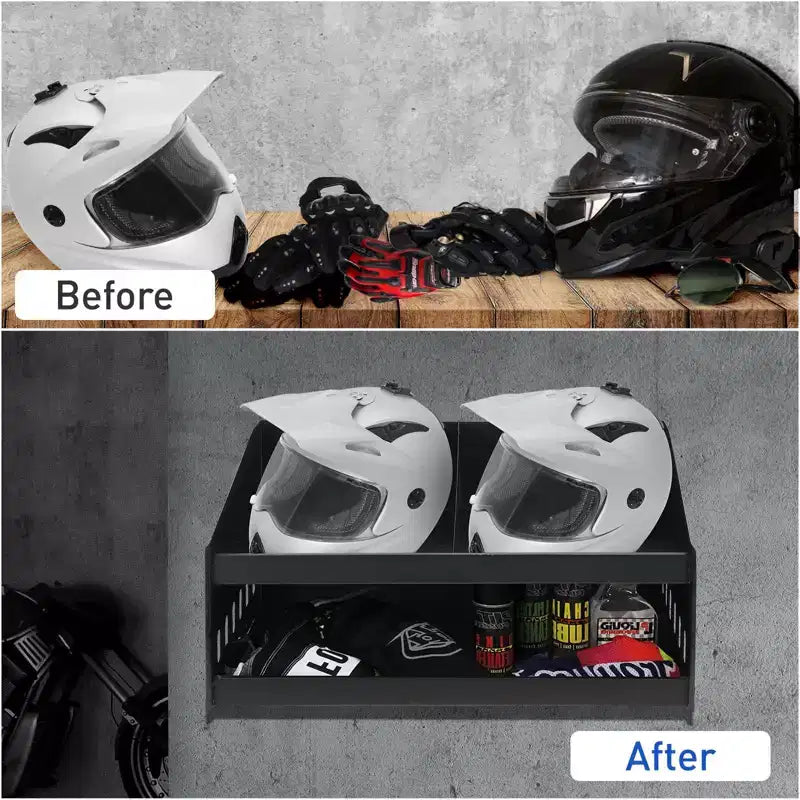Porte-casque mural, support double casque en aluminium avec crochets pour suspendre des vêtements, organisateur de rangement pour casque pour garage et atelier