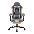 MAYEERTY Gaming Chair, Ergonomic Computer Chair with Footrest and Massage Lumbar Support, Height Adjustable Swivel Video Game Chair Blue Beige