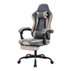 Chaise de jeu MAYEERTY, chaise d'ordinateur ergonomique avec repose-pieds et soutien lombaire massant, chaise de jeu vidéo pivotante réglable en hauteur Bleu Beige