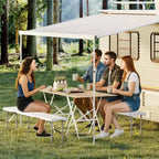 Banc pliant portable de 1,8 m, lot de 2, plateau en plastique HDPE pliable avec poignée de transport pour pique-nique en plein air, camping, fête, activités sportives