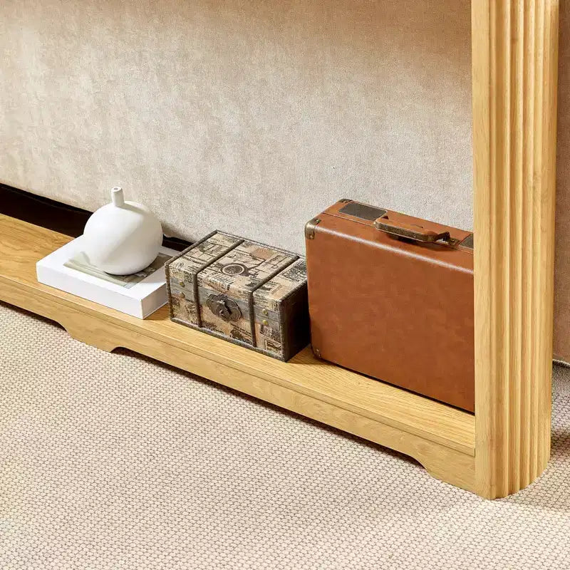 TUYOHW 70 Table Console, Table de Canapé Moderne à Ondes avec Étagère Ouverte, Table d'Appoint Étroite en Bois avec Plateau Épais pour Couloir, Entrée, Salon