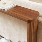 TUYOHW 70 Table Console, Table de Canapé Moderne à Ondes avec Étagère Ouverte, Table d'Appoint Étroite en Bois avec Plateau Épais pour Couloir, Entrée, Salon