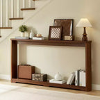 TUYOHW 70 Table Console, Table de Canapé Moderne à Ondes avec Étagère Ouverte, Table d'Appoint Étroite en Bois avec Plateau Épais pour Couloir, Entrée, Salon