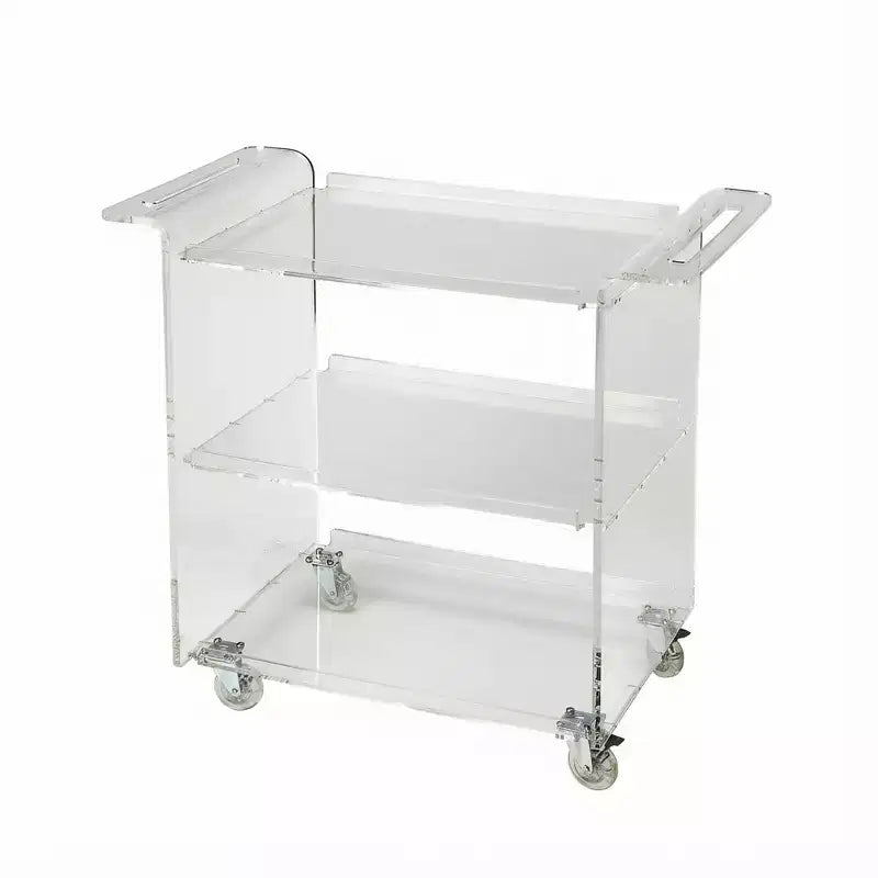 HomeRoots Clear Acrylic Rolling Server Bar Cart