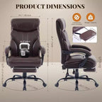 Chaise de bureau ergonomique, chaise de gaming en PU, hauteur réglable, inclinaison de 90 à 135 degrés, dossier, roulettes pivotantes à 360 degrés, capacité de 158 kg pour le bureau