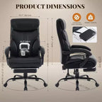 Chaise de bureau ergonomique, chaise de gaming en PU, hauteur réglable, inclinaison de 90 à 135 degrés, dossier, roulettes pivotantes à 360 degrés, capacité de 158 kg pour le bureau