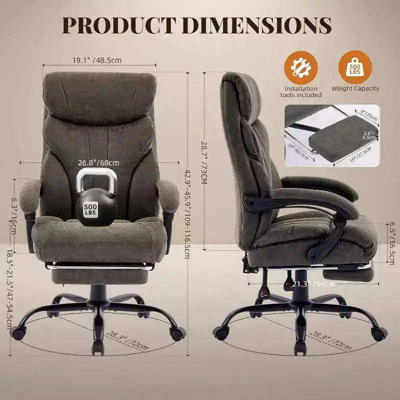 Chaise de bureau ergonomique, chaise de gaming en PU, hauteur réglable, inclinaison de 90 à 135 degrés, dossier, roulettes pivotantes à 360 degrés, capacité de 158 kg pour le bureau