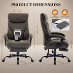 Chaise de bureau ergonomique, chaise de gaming en PU, hauteur réglable, inclinaison de 90 à 135 degrés, dossier, roulettes pivotantes à 360 degrés, capacité de 158 kg pour le bureau