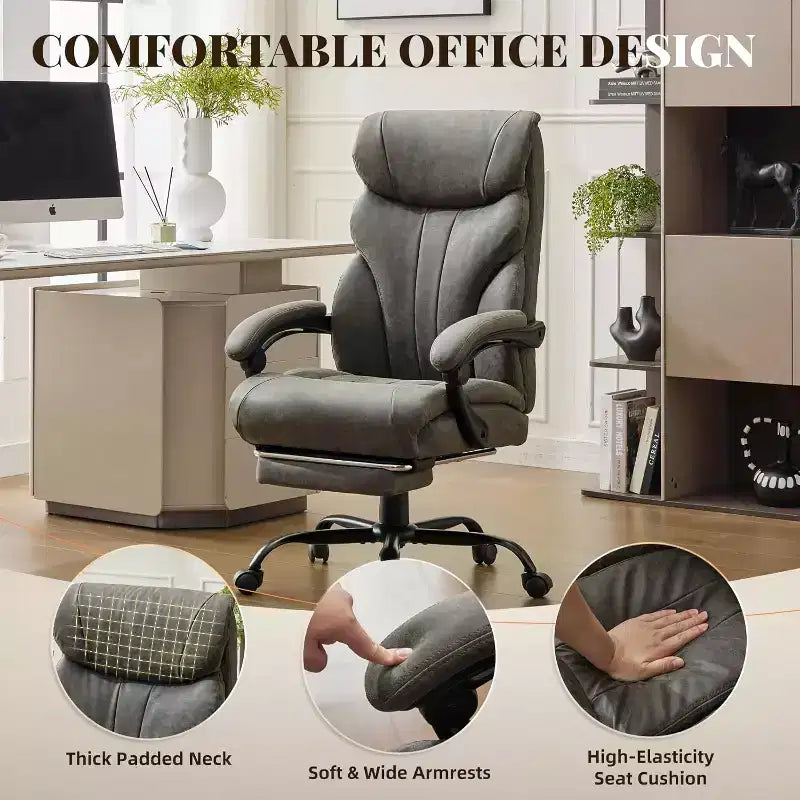 Chaise de bureau ergonomique, chaise de gaming en PU, hauteur réglable, inclinaison de 90 à 135 degrés, dossier, roulettes pivotantes à 360 degrés, capacité de 158 kg pour le bureau