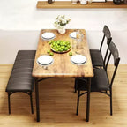 Ensemble de salle à manger 4 pièces avec table, 2 chaises et banc, table de cuisine style rétro peu encombrante pour petits espaces, cuisine, appartements