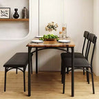 Ensemble de salle à manger 4 pièces avec table, 2 chaises et banc, table de cuisine style rétro peu encombrante pour petits espaces, cuisine, appartements