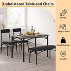 Ensemble de salle à manger 4 pièces avec table, 2 chaises et banc, table de cuisine style rétro peu encombrante pour petits espaces, cuisine, appartements