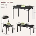 Ensemble de salle à manger 4 pièces avec table, 2 chaises et banc, table de cuisine style rétro peu encombrante pour petits espaces, cuisine, appartements