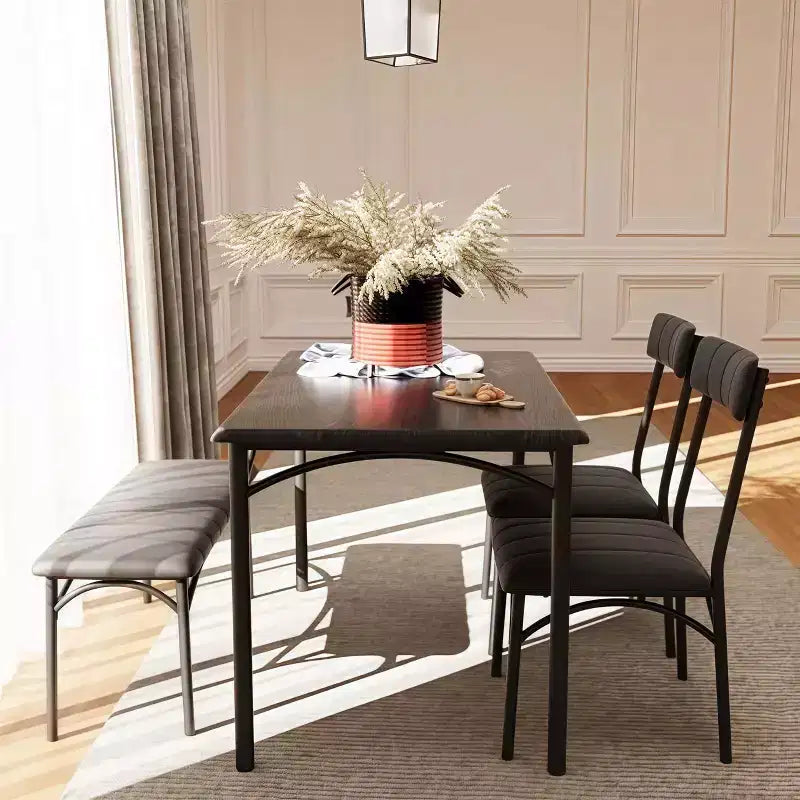 Ensemble de salle à manger 4 pièces avec table, 2 chaises et banc, table de cuisine style rétro peu encombrante pour petits espaces, cuisine, appartements