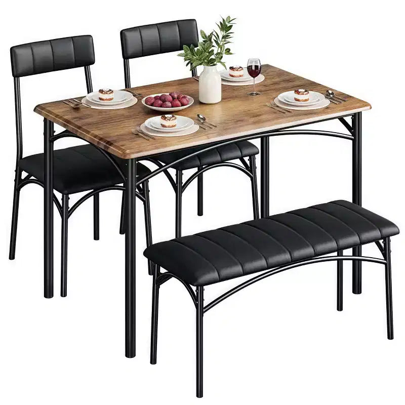 Ensemble de salle à manger 4 pièces avec table, 2 chaises et banc, table de cuisine style rétro peu encombrante pour petits espaces, cuisine, appartements