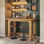Table de bar en bois massif Lantine, table de pub haute de 160 cm, mobilier de bar haut pour cuisine