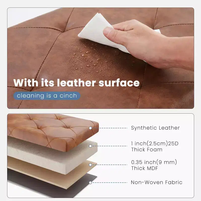 TUYOHW Banc de rangement pliable 30/43 pouces avec siège rembourré en mousse plus épaisse, banc de bout de lit, banc d'entrée pour salon