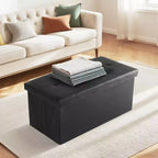 TUYOHW Banc de rangement pliable 30/43 pouces avec siège rembourré en mousse plus épaisse, banc de bout de lit, banc d'entrée pour salon
