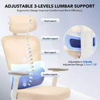 Chaise de bureau ergonomique à dossier haut, chaise de jeu en maille respirante avec support lombaire réglable et accoudoirs 3D