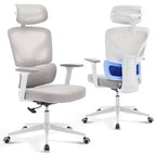 Chaise de bureau ergonomique à dossier haut, chaise de jeu en maille respirante avec support lombaire réglable et accoudoirs 3D