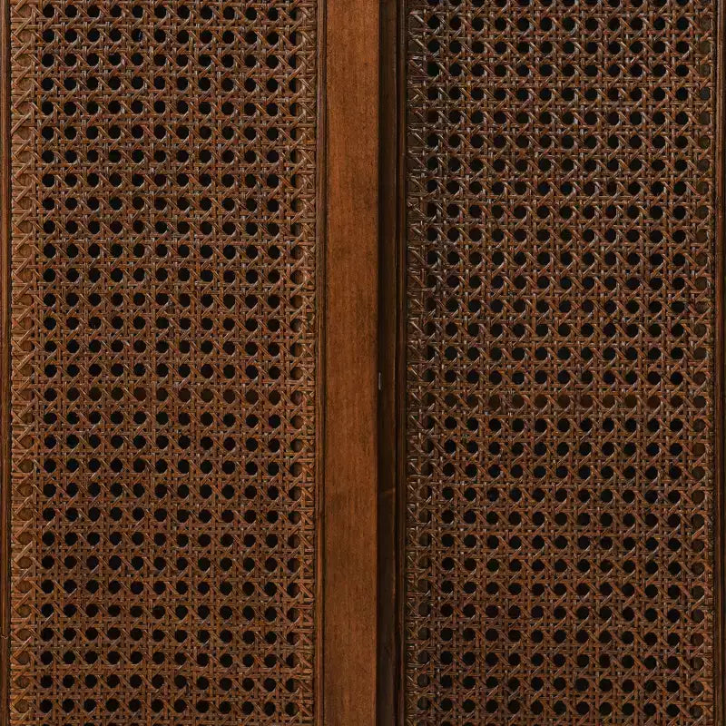 JVNOXK Buffet moderne en rotin d'inspiration médiévale avec étagères réglables et base en bois massif, idéal pour les entrées ou les cuisines. Disponible en bois foncé