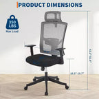 Fauteuil de bureau ergonomique, Chaise de bureau réglable en maille avec support lombaire, Chaise de direction pivotante sur roulettes pour la maison, le bureau et les jeux