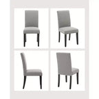 Chaises de salle à manger Parsons rembourrées COZONY, Chaise d'appoint à pieds en bois et tissu de lin pour salle à manger, cuisine, restaurant, salon