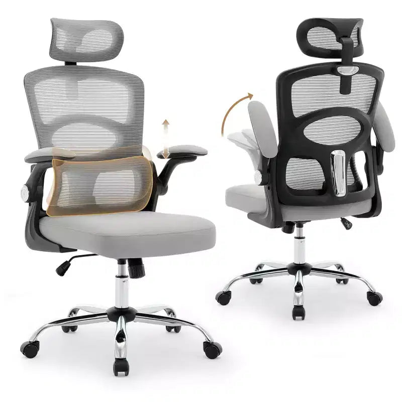 Chaise de bureau ergonomique Chaise de bureau à dossier haut en maille avec appui-tête réglable et roulettes Chaise pivotante pour la maison/le bureau/la salle de jeux