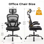 Chaise de bureau ergonomique avec accoudoirs relevables et support lombaire – Chaise de jeu à assise large pour bureau/chambre/domicile